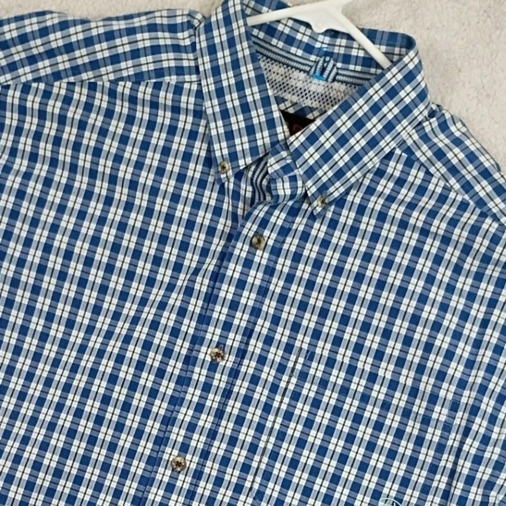 Ariat Pro Series Shirt Mens L Blue Plaid Western Rodeo Long‎ Sleeve Button Down